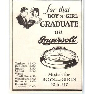 Ingersoll Pocket Watch for the Boy or Girl Graduate 1924 Magazine Ad AF7-LJ1